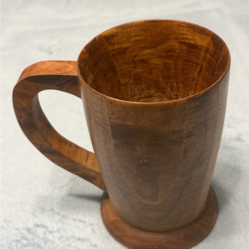 Handcrafted Wooden Sculptural Mug - Brown